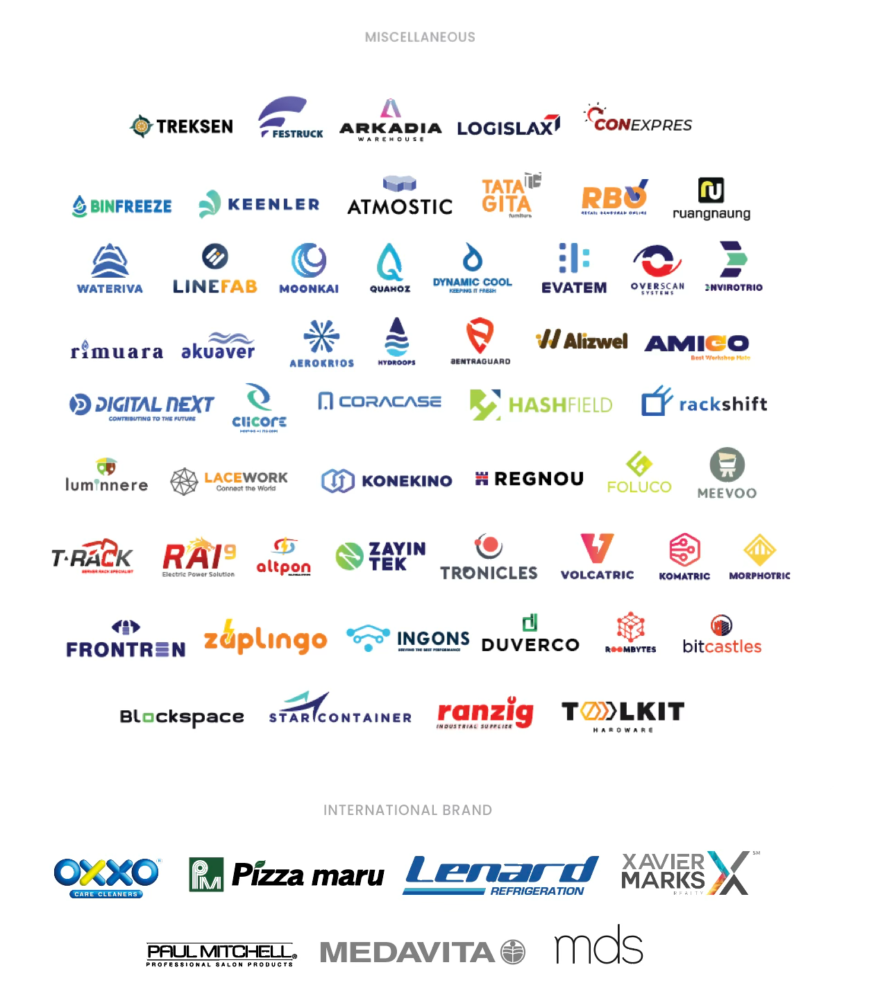 Client logos: diverse businesses and international brands